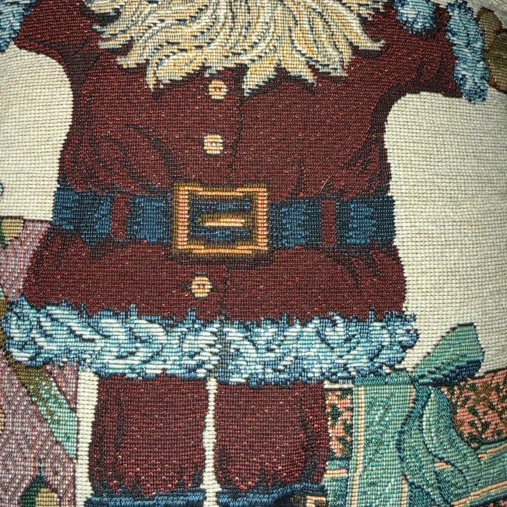 David Carter Brown Santa Tapestry Throw Pillow Folk Art Christmas Decor